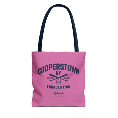Cooperstown, NY Tote Bag_Bubble Gum w Navy Print