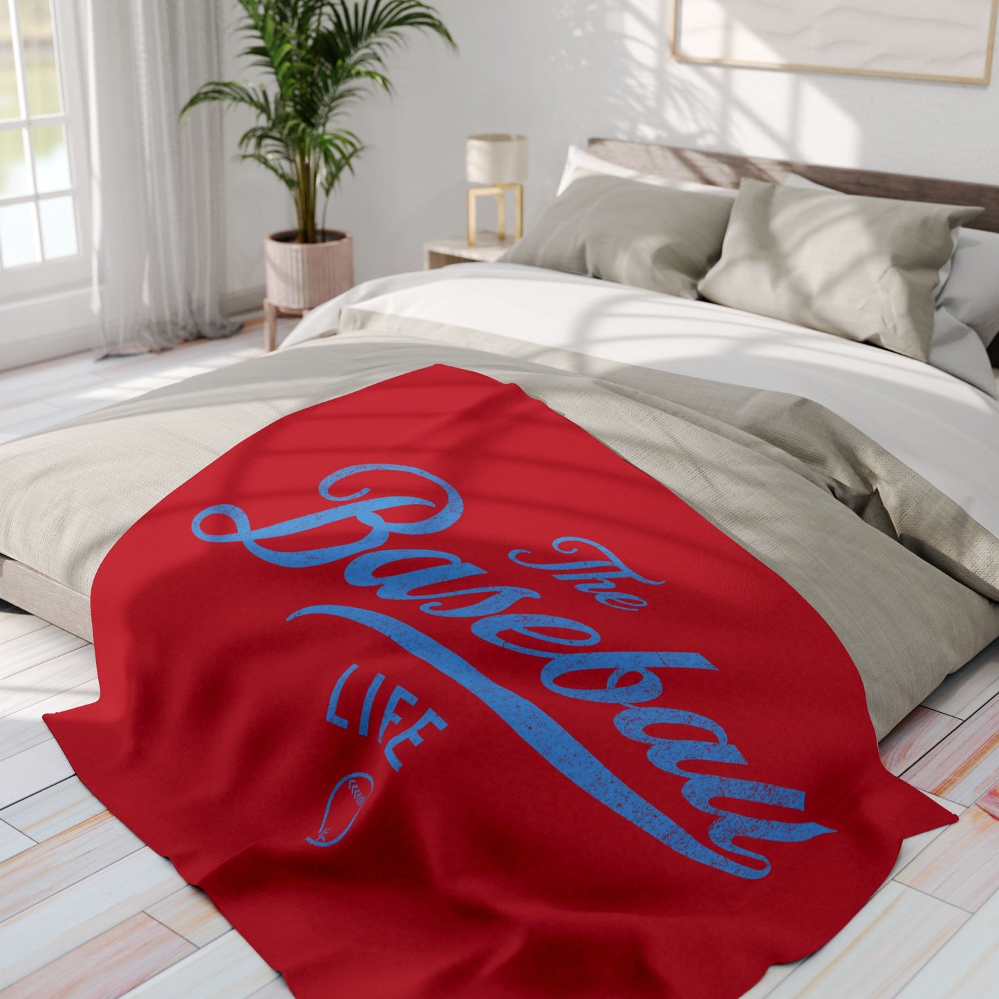 Fleece Blanket_Red w Carolina Blue Print