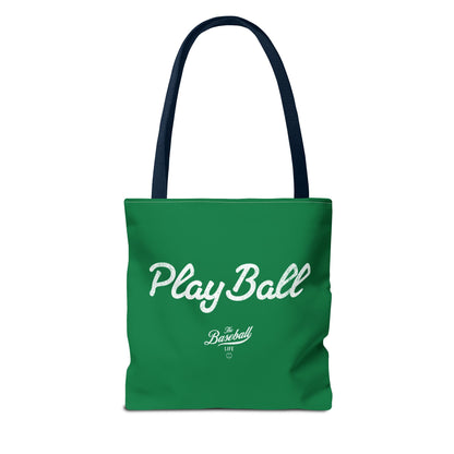 Play Ball Tote Bag_Green with White Print