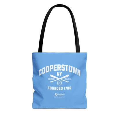 Cooperstown, NY Tote Bag_Carolina Blue w White Print