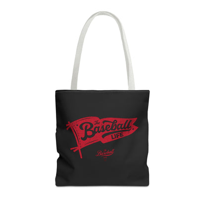 Vintage Pennant Tote Bag_Red Print on Black