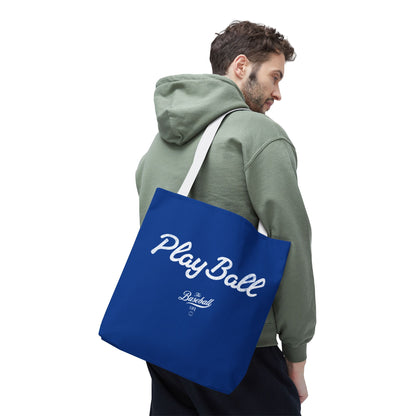 Play Ball Tote Bag_Royal Blue with White Print