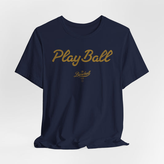 Play Ball_Old Gold Print T-Shirt