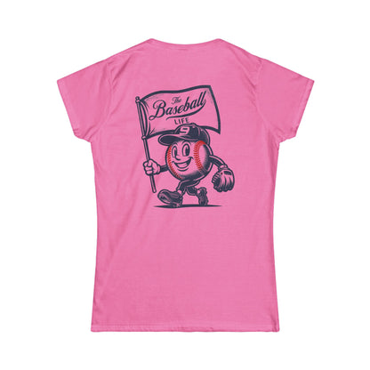 Mr. Baseball Mascot Flying Flag Women's T-Shirt