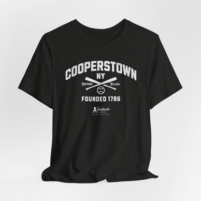 Cooperstown NY White Print_Artifacts Baseball Collection T-Shirt