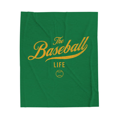 Velveteen Plush Blanket_Green with Yellow Gold Print