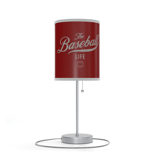 Table Lamp_Maroon w Silver Gray Print