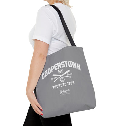 Cooperstown, NY Tote Bag_Gray w White Print