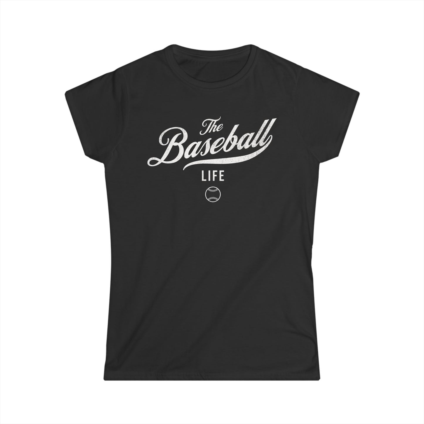 The Baseball Life Classic Script Tee_Women's_White Print