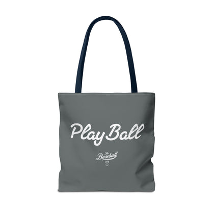 Play Ball Tote Bag_Dark Gray with White Print