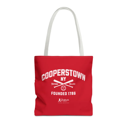 Cooperstown, NY Tote Bag_Red w White Print