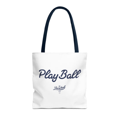 Play Ball Tote Bag_White with Navy Print