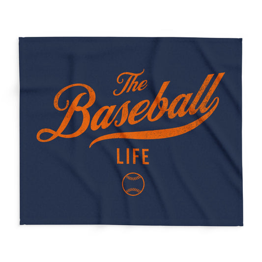 Fleece Blanket_Navy w Orange Print