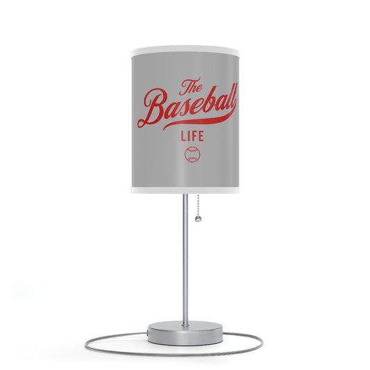 Table Lamp_Silver Gray w Red Print