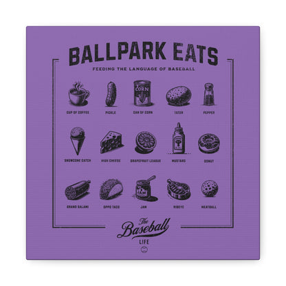 Ballpark Eats_Feeding the Language of Baseball Wall Art Canvas_Light Purple
