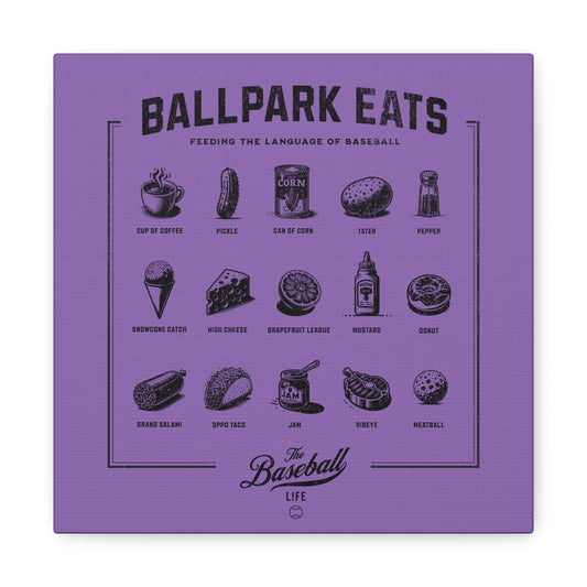 Ballpark Eats_Feeding the Language of Baseball Wall Art Canvas_Light Purple