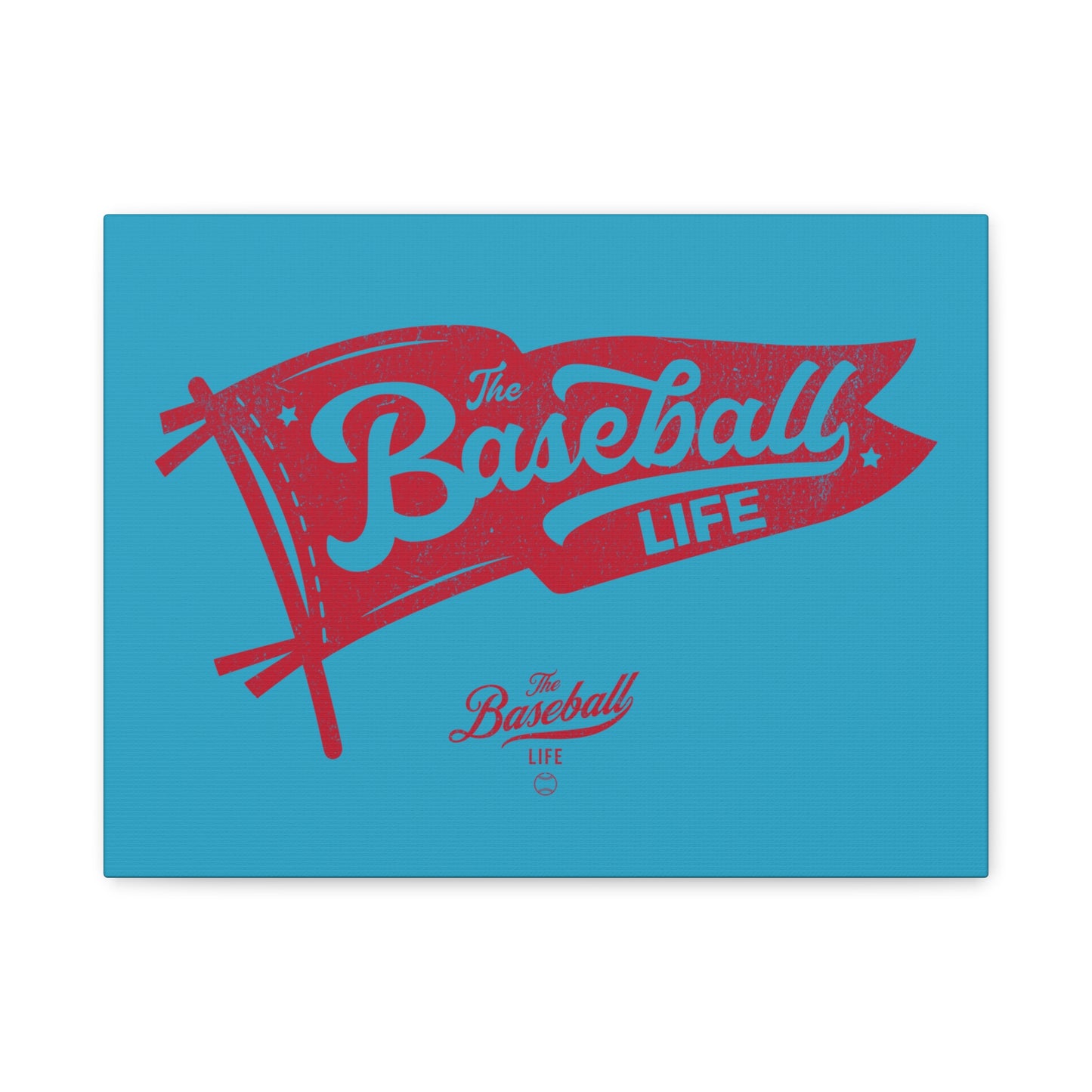 Classic Pennant Wall Art Canvas_Red Print on Turquoise