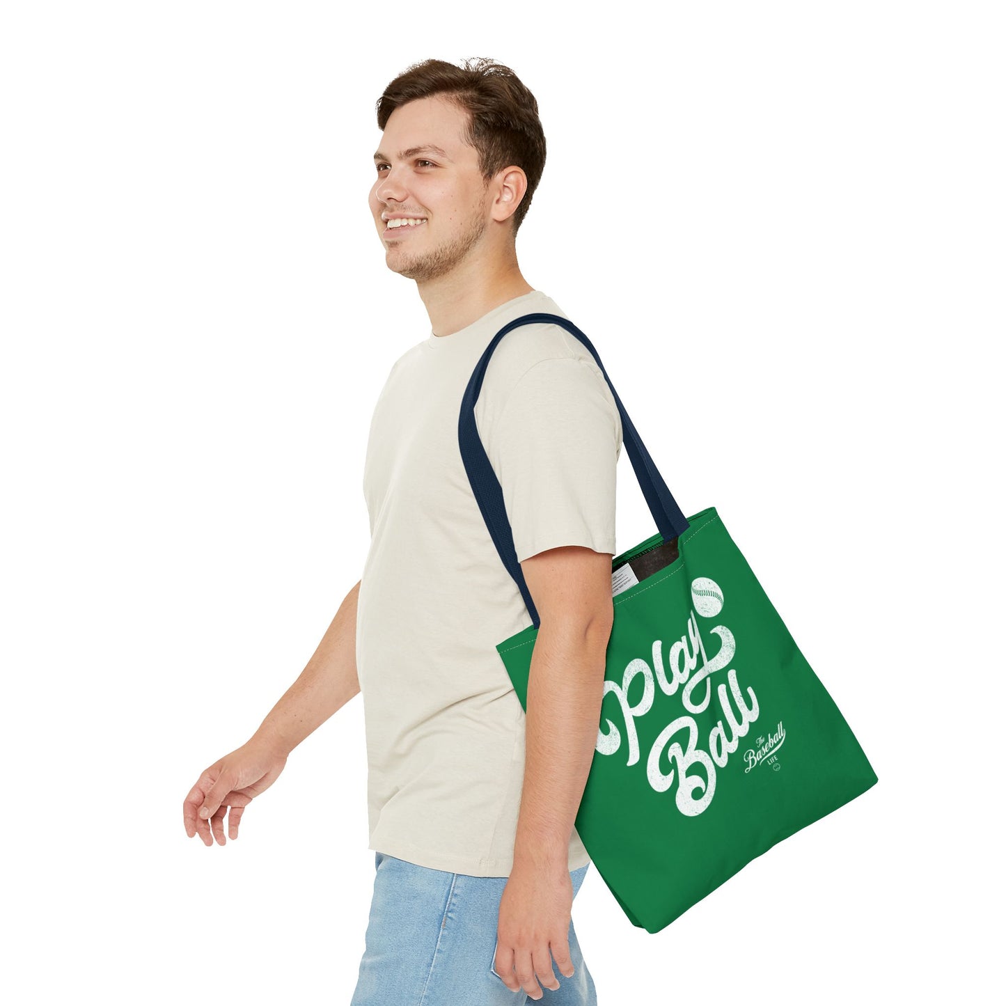 Play Ball Script Tote Bag_Green