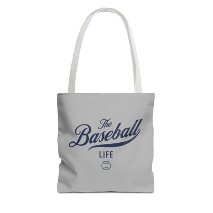 The Baseball Life Tote Bag_Gray w Navy Print