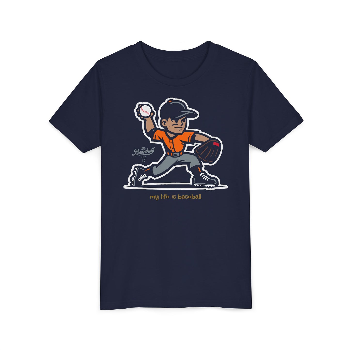 Youth Baseball T-Shirt_My Life is Baseball (Orange)