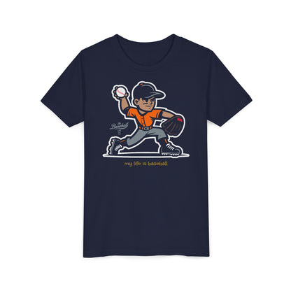 Youth Baseball T-Shirt_My Life is Baseball (Orange)