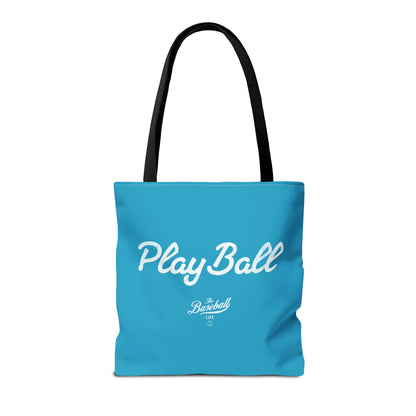 Play Ball Tote Bag_Turquoise with White Print