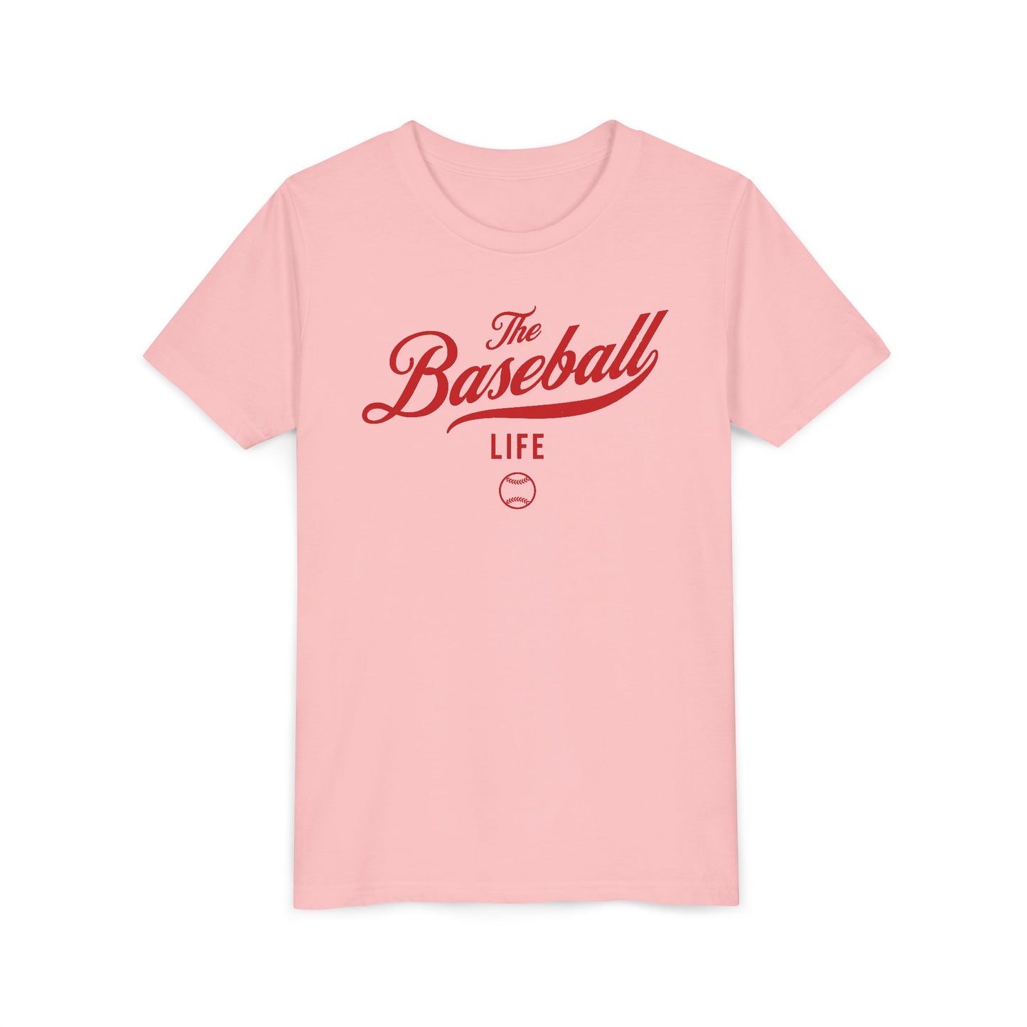 Youth The Baseball Life Classic Script T-Shirt_Red Print