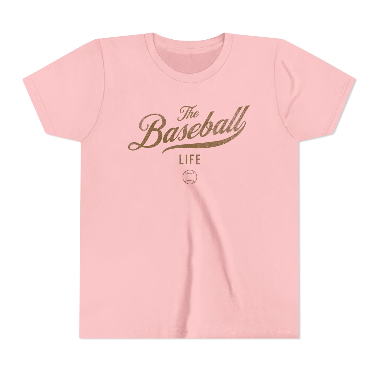 Youth The Baseball Life Classic Script T-Shirt_Old Gold Print