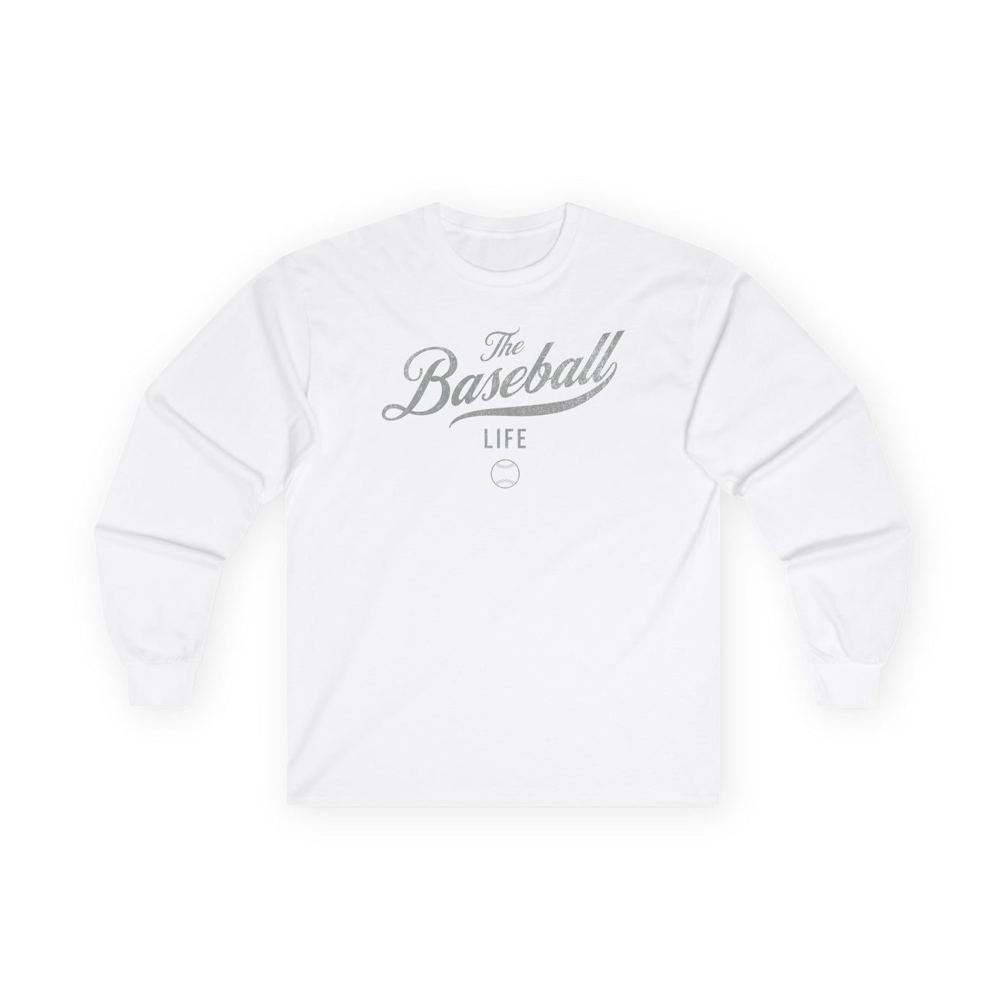 The Baseball Life Long Sleeve T-Shirt_Silver Gray Print