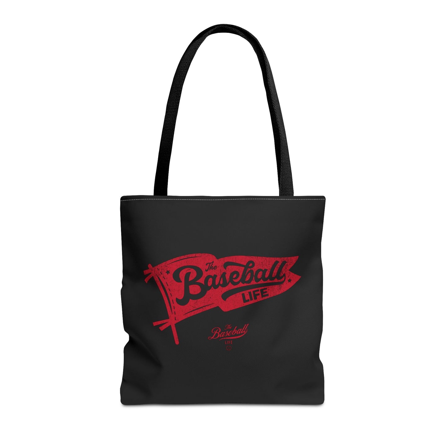 Vintage Pennant Tote Bag_Red Print on Black