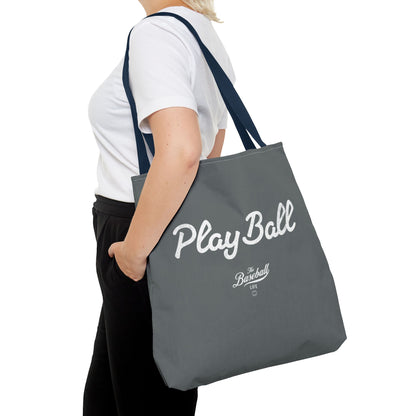 Play Ball Tote Bag_Dark Gray with White Print