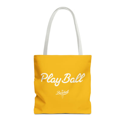 Play Ball Tote Bag_Yellow Gold with White Print