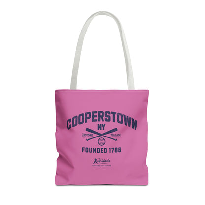 Cooperstown, NY Tote Bag_Bubble Gum w Navy Print
