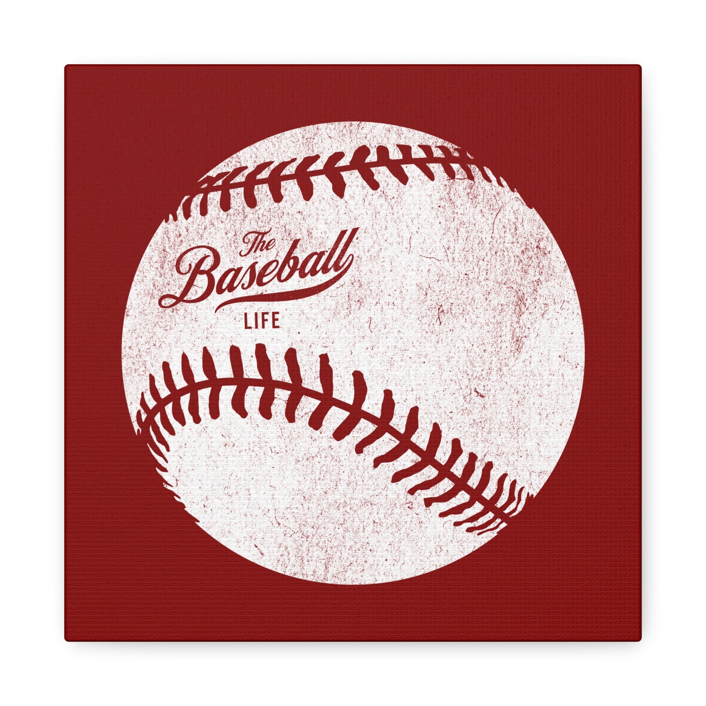 Weathered Baseball Wall Art Canvas_Cardinal Red
