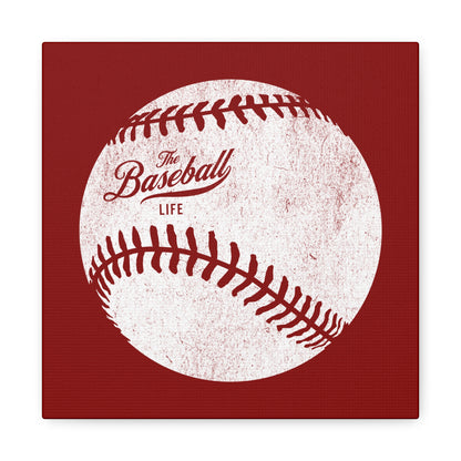 Weathered Baseball Wall Art Canvas_Cardinal Red