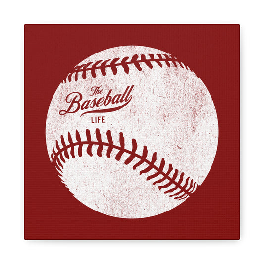 Weathered Baseball Wall Art Canvas_Cardinal Red