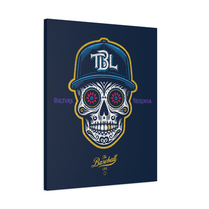 Beisbol Sugar Skull Series_Player 1 Wall Art Canvas_Navy