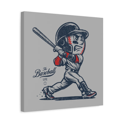 Mr. Baseball Mascot Home Run Wall Art Canvas