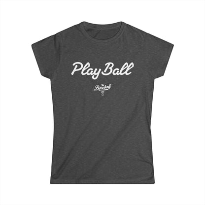 Play Ball Women's Baseball T-Shirt - White Print