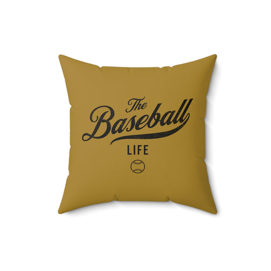 The Baseball Life Accent Pillow_Old Gold w Black Print