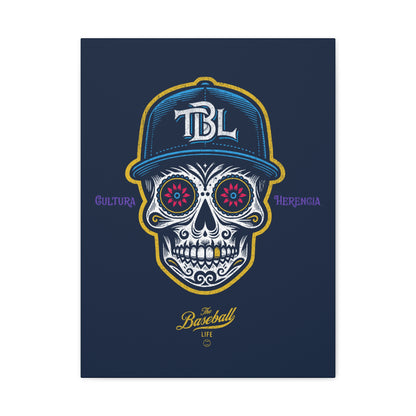 Beisbol Sugar Skull Series_Player 1 Wall Art Canvas_Navy