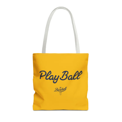 Play Ball Tote Bag_Yellow Gold with Navy Print
