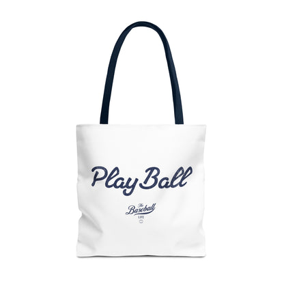 Play Ball Tote Bag_White with Navy Print