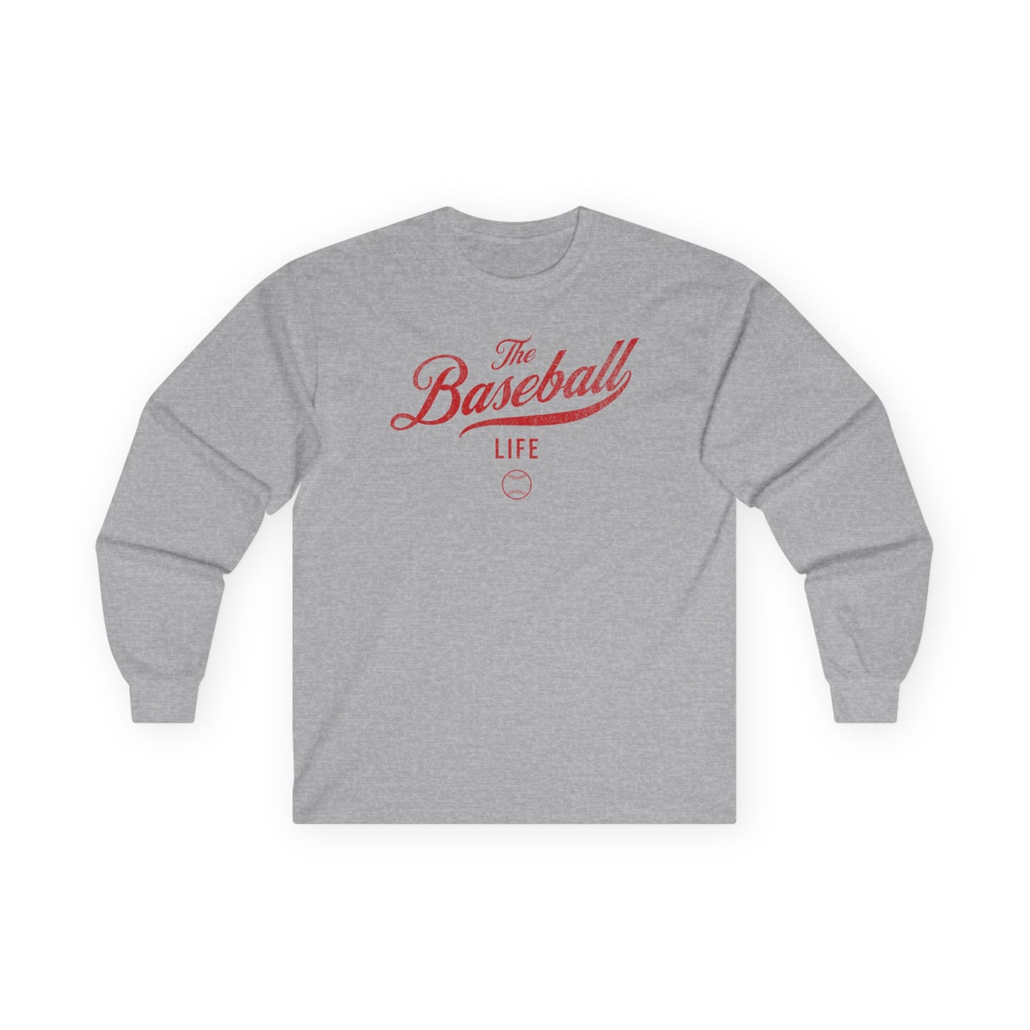 The Baseball Life Long Sleeve T-Shirt_Red Print