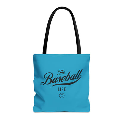 The Baseball Life Tote Bag_Turquoise w Black Print