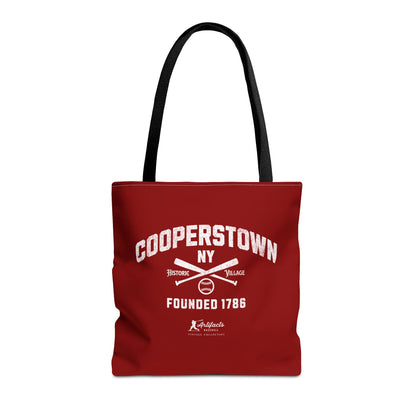 Cooperstown, NY Tote Bag_Maroon w White Print