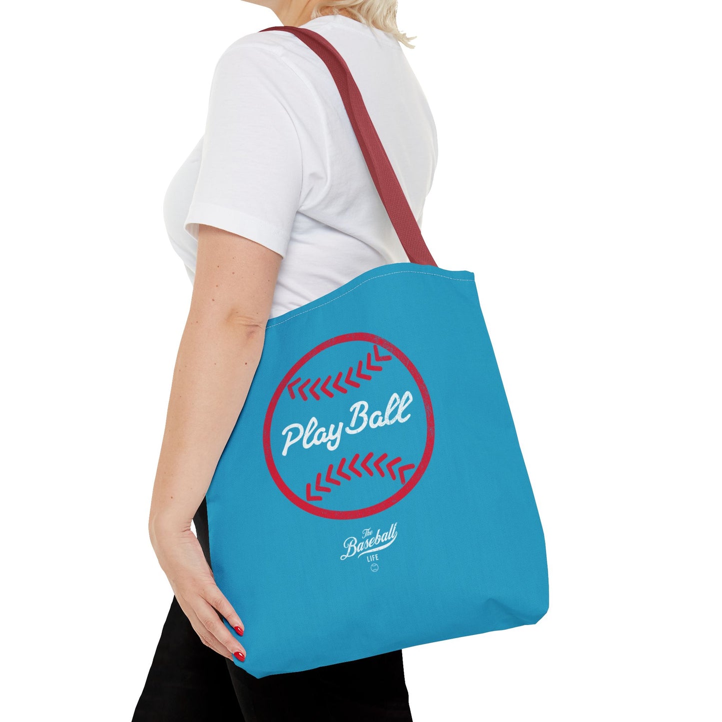 Baseball Icon Play Ball Tote Bag_Turquoise