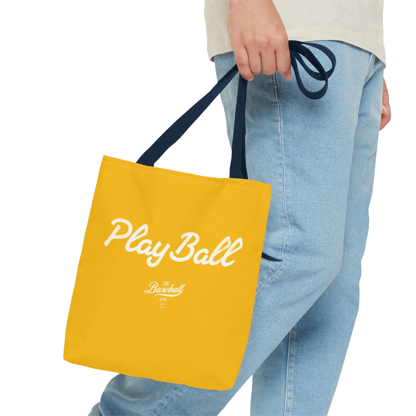 Play Ball Tote Bag_Yellow Gold with White Print