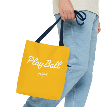 Play Ball Tote Bag_Yellow Gold with White Print