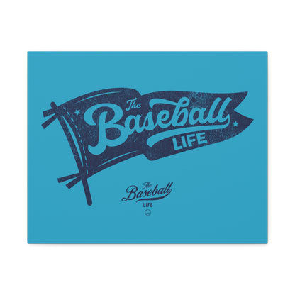 Classic Pennant Wall Art Canvas_Navy Print on Turquoise